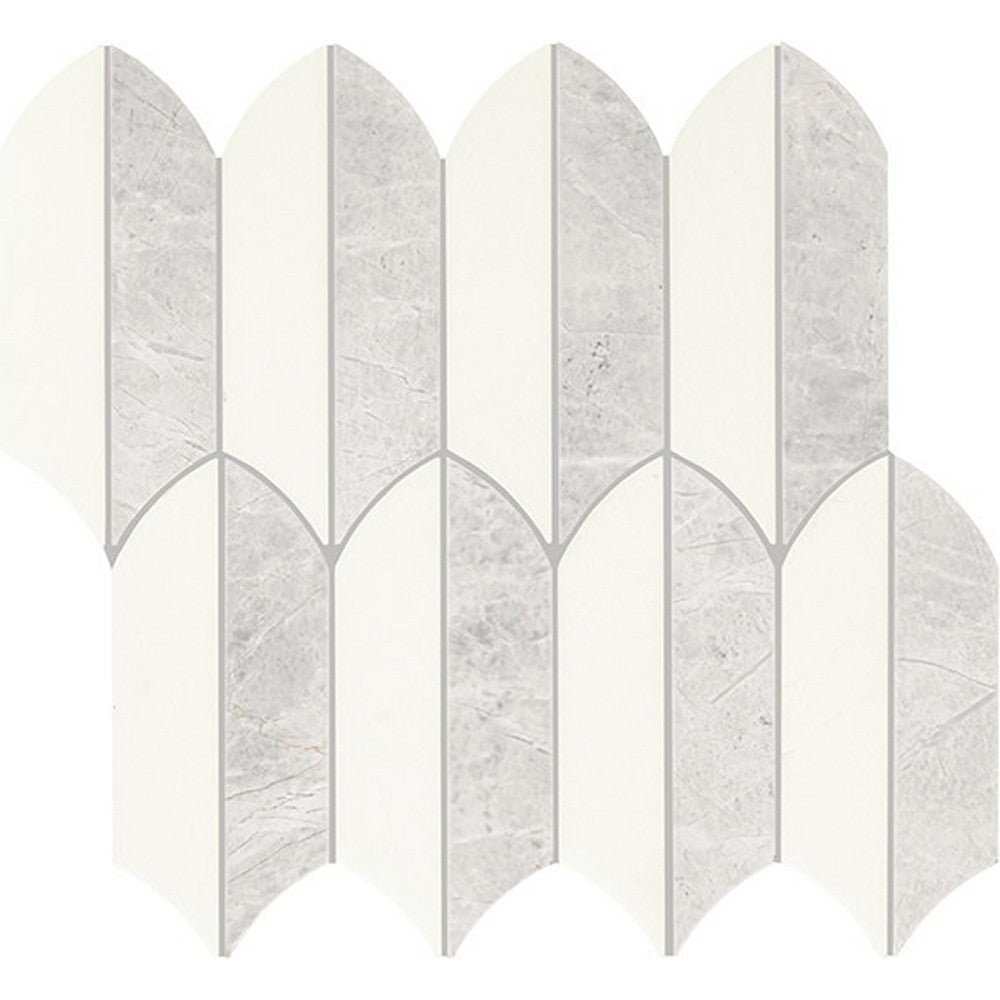 Daltile Eclessia Marble 13" x 14" Polished Natural stone Feather Mosaic, Cristallo Blend, 12.91" x 14.09"