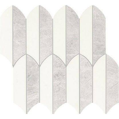 Daltile Eclessia Marble 13" x 14" Polished Natural stone Feather Mosaic, Cristallo Blend, 12.91" x 14.09"