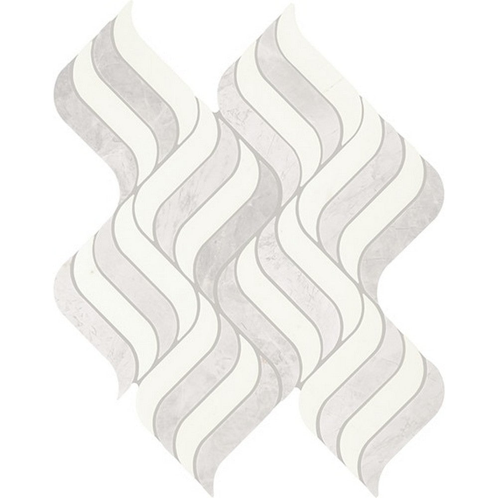 Daltile Eclessia Marble 14" x 18" Polished Natural stone Wave Mosaic, Cristallo Blend, 14.37" x 18.46"