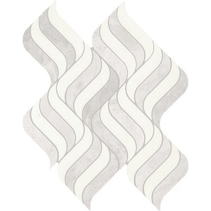 Daltile Eclessia Marble 14" x 18" Polished Natural stone Wave Mosaic, Cristallo Blend, 14.37" x 18.46"