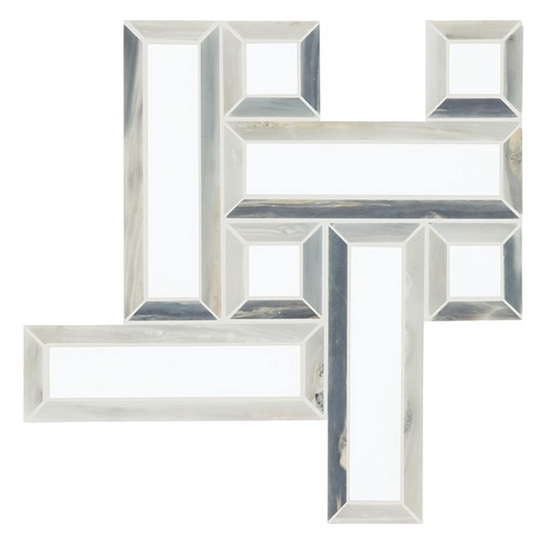 Daltile Gamma 12" x 12" Polished Natural Stone 2.5x7.5" Basketweave Mosaic, Azure Blend, 12" x 12"