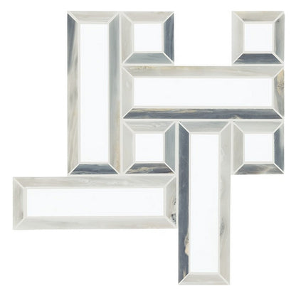 Daltile Gamma 12" x 12" Polished Natural Stone 2.5x7.5" Basketweave Mosaic, Azure Blend, 12" x 12"