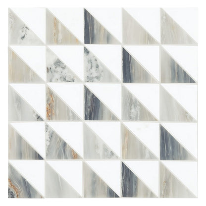 Daltile Gamma 12" x 12" Honed Natural Stone Triangle Mosaic, Azure Blend, 12" x 12"