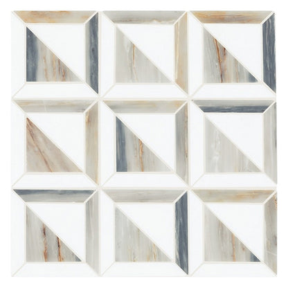 Daltile Gamma 12" x 12" Polished Natural Stone Window Mosaic, Azure Blend, 12" x 12"