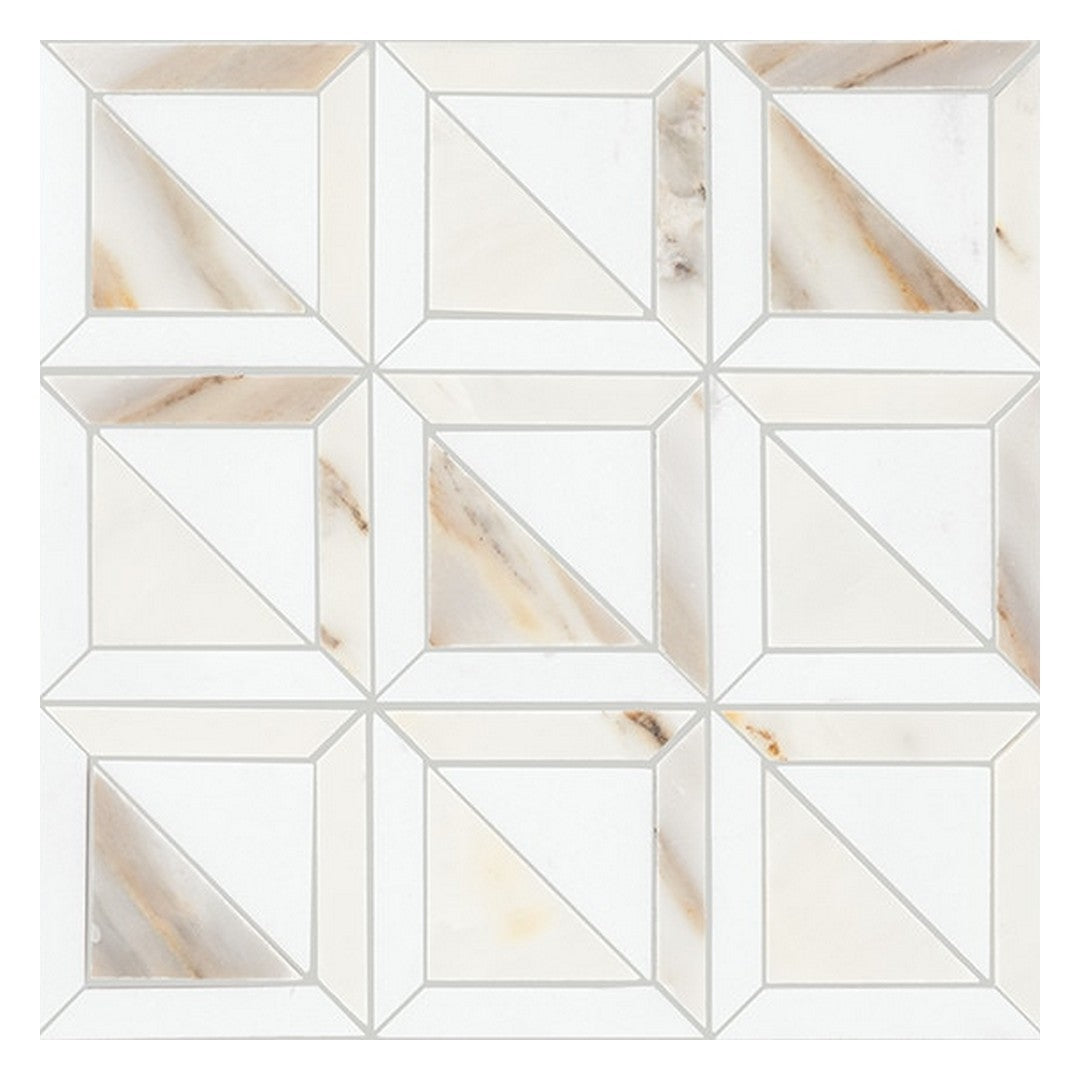 Daltile Gamma 12" x 12" Polished Natural Stone Window Mosaic, Bella Blend, 12" x 12"
