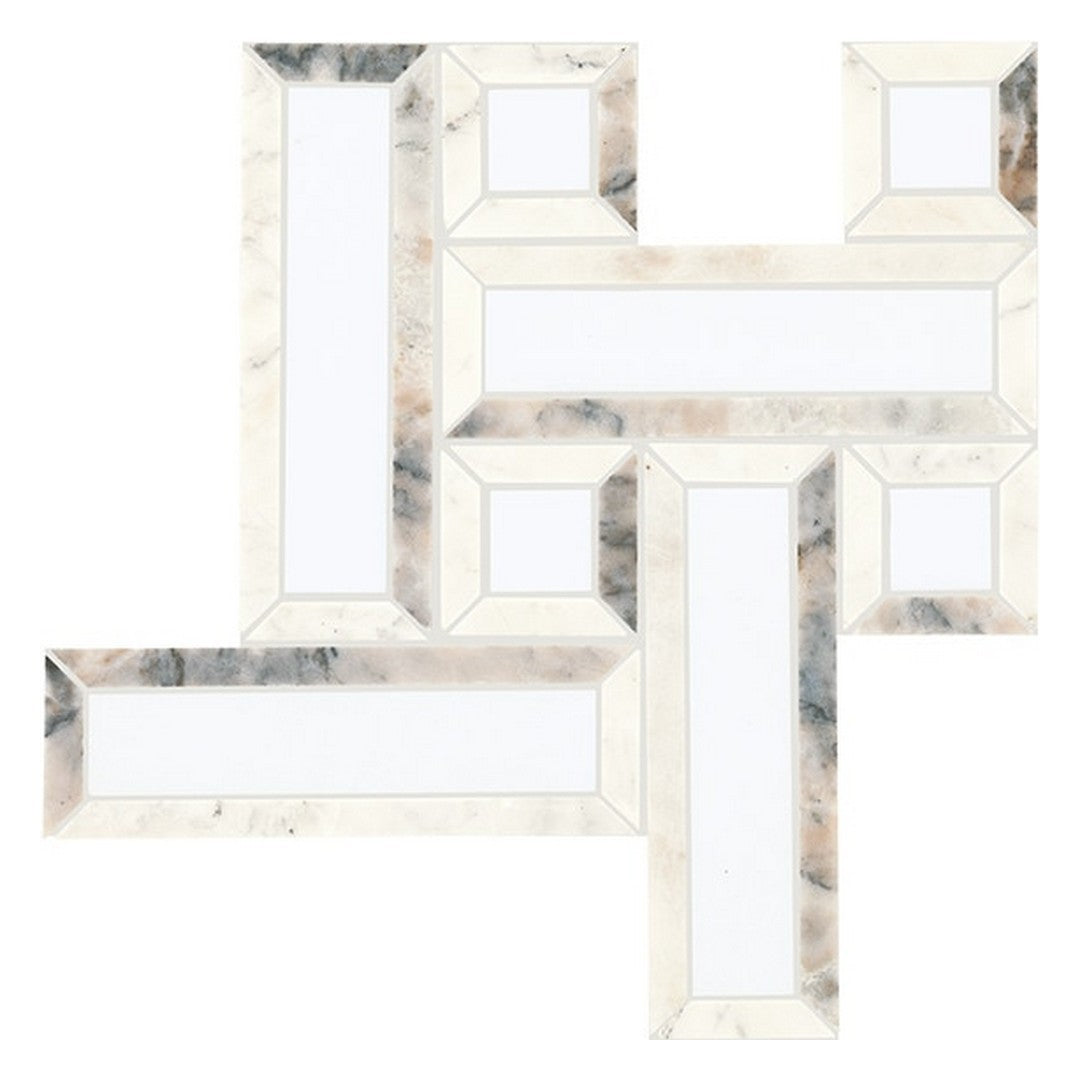 Daltile Gamma 12" x 12" Polished Natural Stone 2.5x7.5" Basketweave Mosaic, Illusive Blend, 12" x 12"