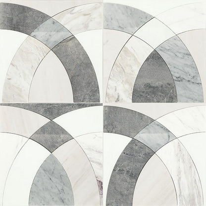Daltile Eclessia Marble 12" x 12" Polished Natural stone Arches Mosaic, Pacifica Blend, 11.81" x 11.81"