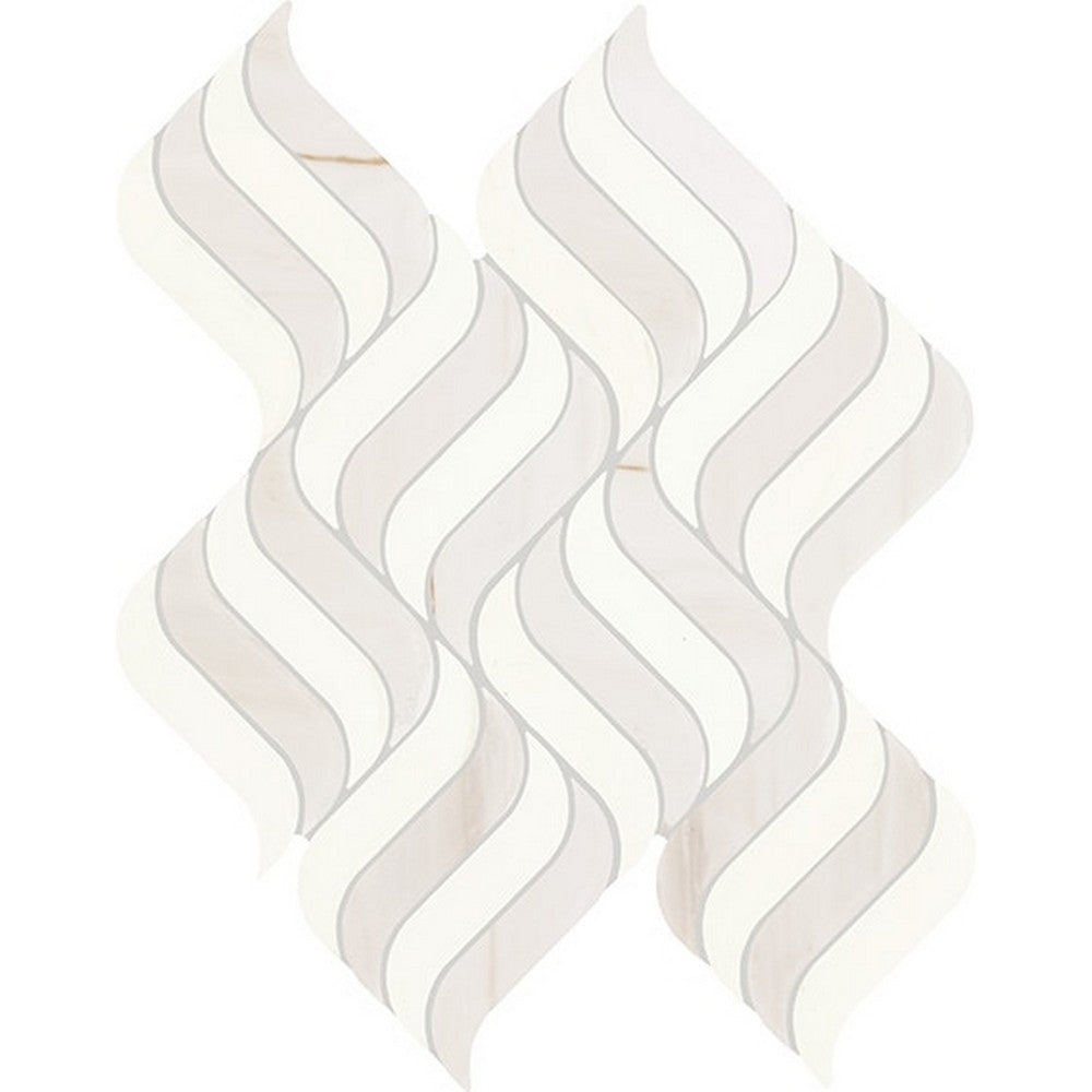 Daltile Eclessia Marble 14" x 18" Polished Natural stone Wave Mosaic, Pacifica Blend, 13.94" x 18.11"