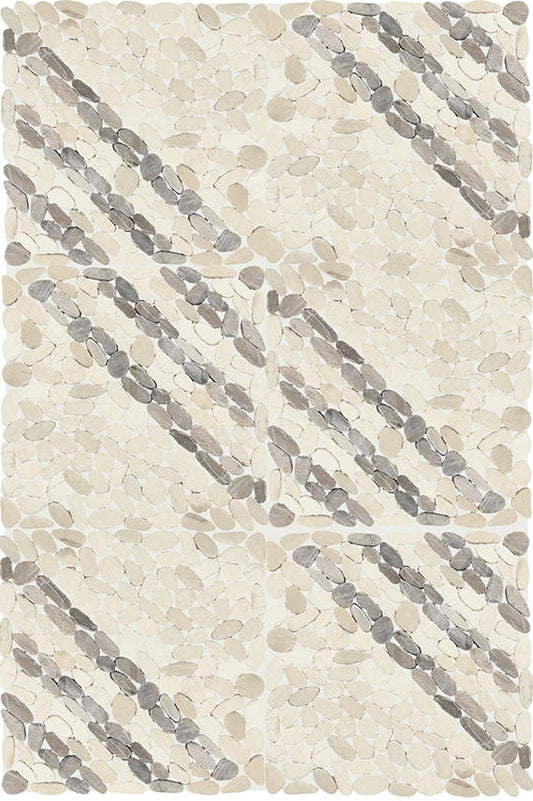 Daltile Pebble Oasis 12" x 12" Tumbled Natural Stone Striped Pebble Mosaic, Stark, 12" x 12"