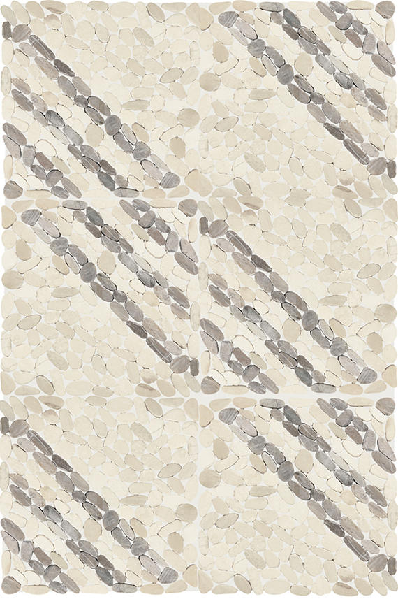 Daltile Pebble Oasis 12" x 12" Honed Natural Stone Art Deco Pebble Mosaic, Coastal, 12" x 12"