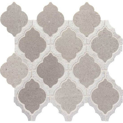 American Olean Candora 12" x 12" Polished Natural Stone Mini Arabesque Mosaic, Demure Gray Blend, 11.63" x 12"