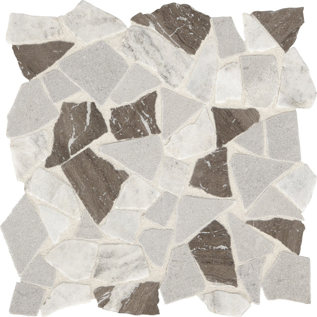 Marazzi Presario 12" x 12" Tumbled River Pebble Natural Stone Mosaic, Reverent Taupe Bld, 12" x 12"