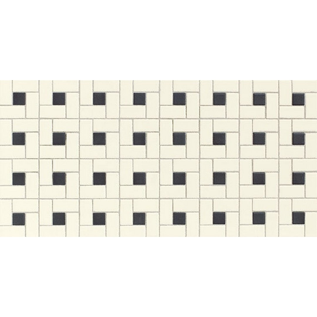 Daltile Keystones 12" x 24" Matte Porcelain 1x2" Blends Black Dot Windmill Mosaic, Biscuit | Black Dot, 12" x 24"