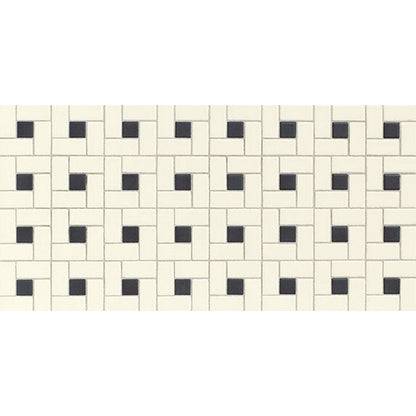 Daltile Keystones 12" x 24" Matte Porcelain 1x2" Blends Black Dot Windmill Mosaic, Biscuit | Black Dot, 12" x 24"