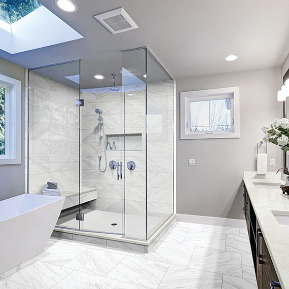 Daltile Artsy 24" x 24" Polished Porcelain Square Floor Tile, Gallery Pearl, 23.37" x 23.37"