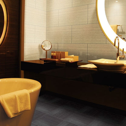 Daltile Fabrique 4" x 24" Rectified Matte Porcelain Floor Tile, Gris Linen, 3.81" x 23.37"