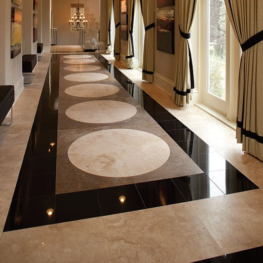 Daltile Granite 12" x 12" Polished Natural Stone Tile, Galaxy Black, 12" x 12"