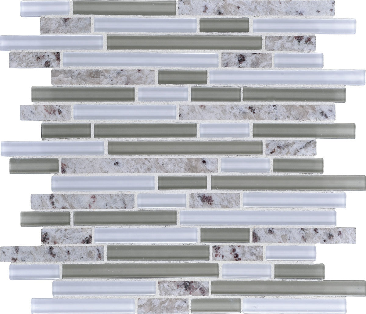Daltile Granite Radiance 12" x 12" Stone & Glass 5/8" Deco Straight Joint Mosaic, Santa Cecil Blend, 12" x 12"