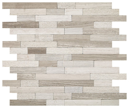 Daltile Minute Mosaix 10" x 11" Natural Stone 1x2" Herringbone Mosaic, Carrara White, 10" x 11"