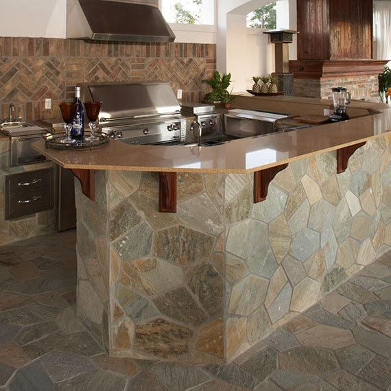 Daltile Slate 16" x 16" Natural Stone Tile, Brazil Grey, 16" x 16"