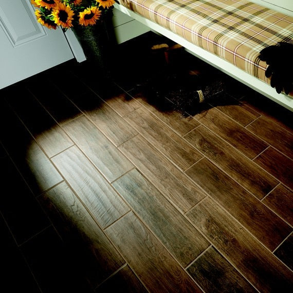 Daltile Willow Bend 6" x 24" Matte Porcelain Floor Tile, Dark Brown, 6.06" x 23.87"