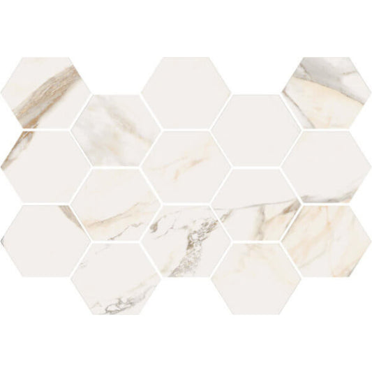 Happy Floors Dorian 10" x 14" Honed Porcelain Hexagon Mosaic, Gold Honed, 10" x 14"