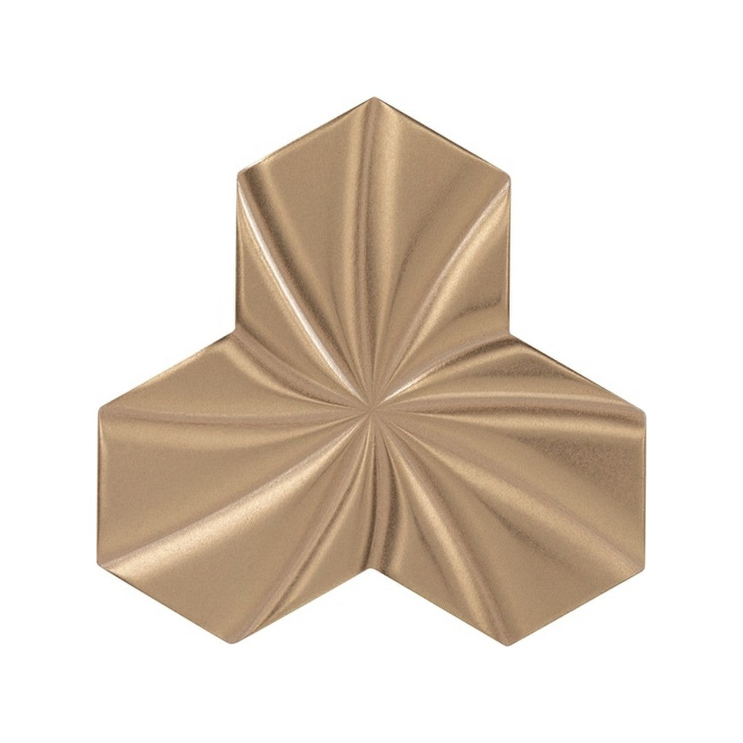 Daltile Electric 5" x 5" Satin Stone & Metal Tri-Hex Twist Wall Tile, Shock Gold, 5.5" x 5.75"