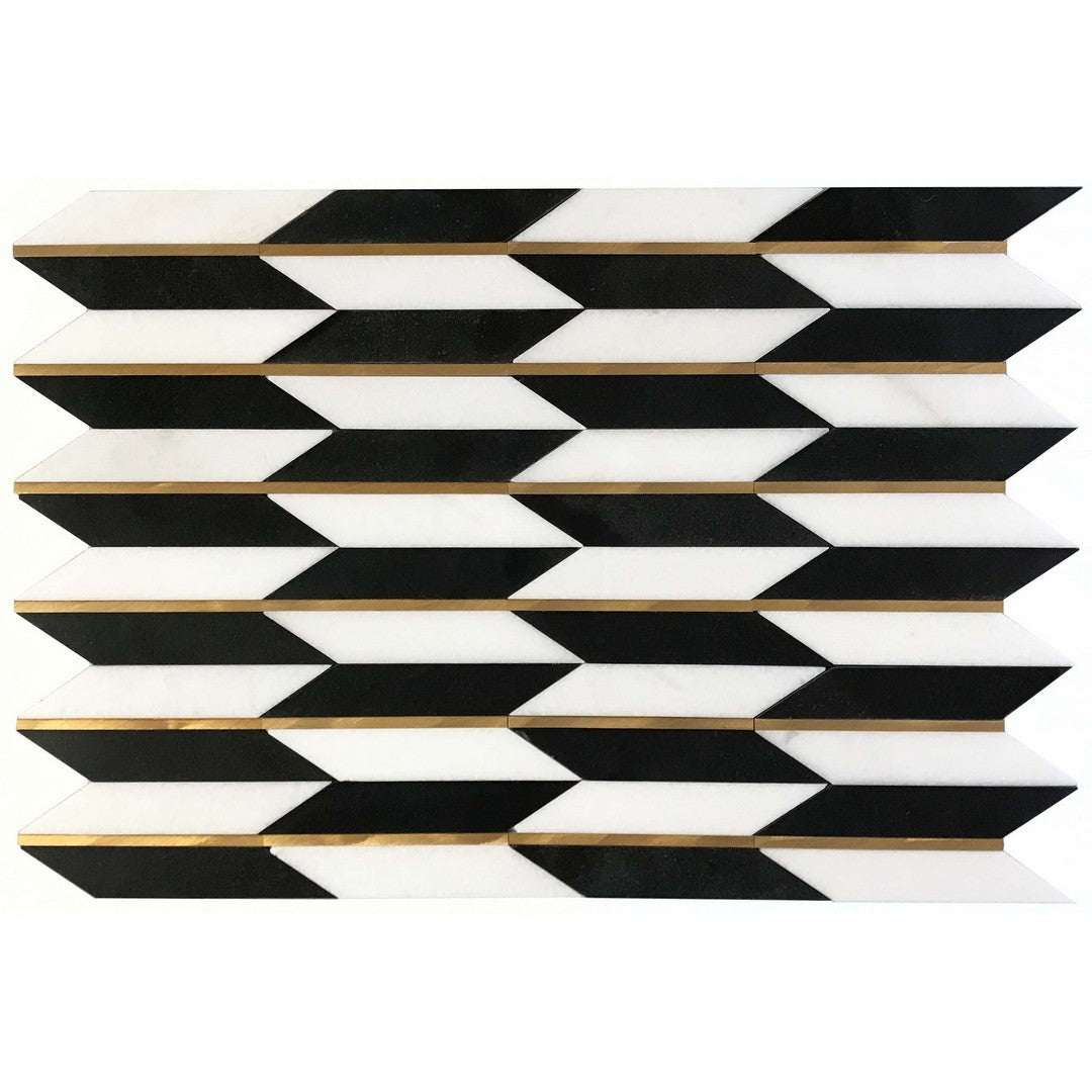 Ottimo-Era-11.5-x-15.5-Honed-Stone-&-Metal-Mosaic-White--Black--Gold