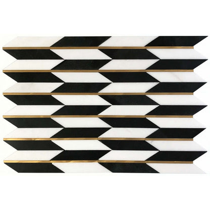 Ottimo-Era-11.5-x-15.5-Honed-Stone-&-Metal-Mosaic-White--Black--Gold