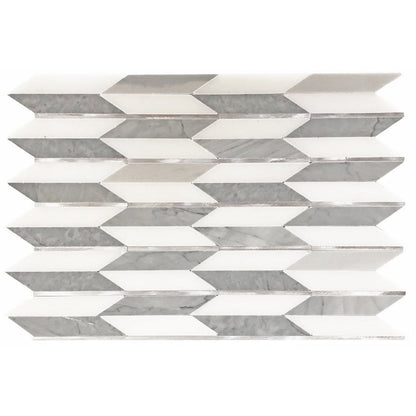 Ottimo Era 11.5" x 15.5" Honed Stone & Metal Mosaic, White | Silver | Grey, 11.5" x 15.5"