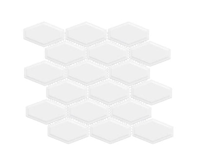 Happy Floors Artisan 10.5" x 11" Glossy Porcelain Elongated Hexagon Mosaic, Black, 10.5" x 11"