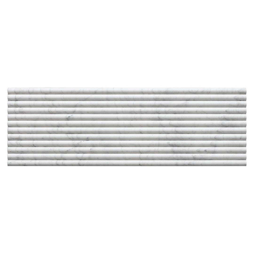 Emser Flutique 12" x 36" Honed Rectified Stone Fluted Marble Tile, Alba, 12.01" x 35.98"