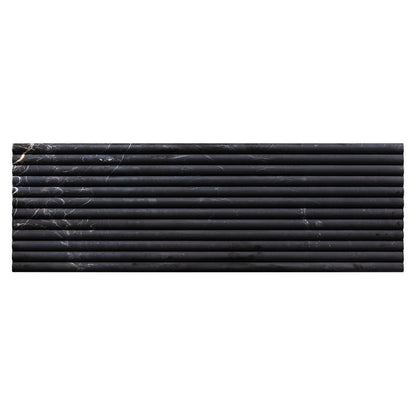 Emser Flutique 12" x 36" Honed Rectified Stone Fluted Marble Tile, Nero, 12.01" x 35.98"