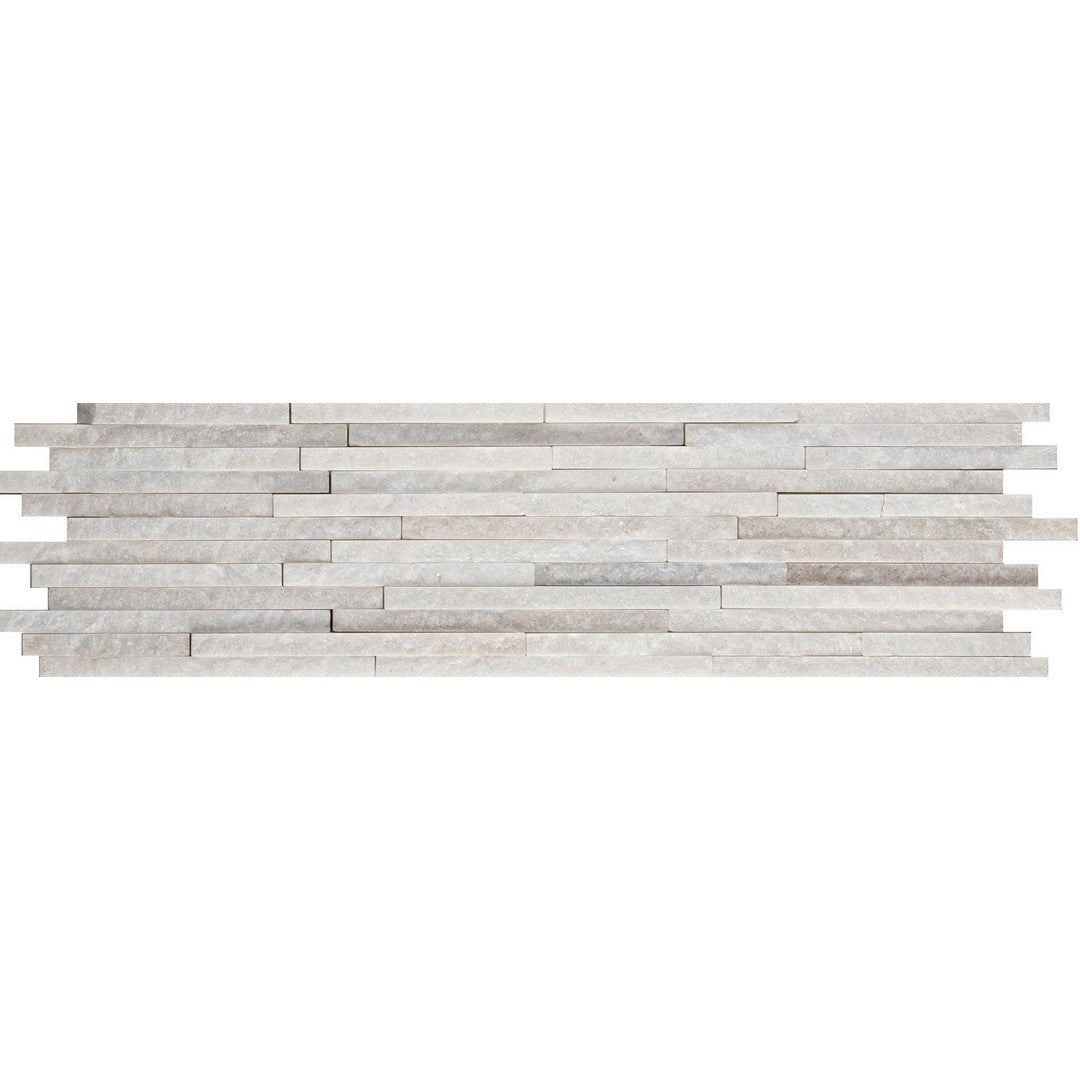 Emser Slate Quartzite & Sandstone 6" x 24" Textured Natural Stone Mini Stacked Tile, White Quartzite, 6" x 24"