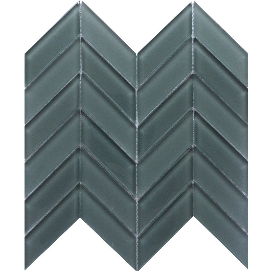 Emser Edge 12" x 12" Glossy Chevron Glass Mosaic, Gray, 11.97" x 12.13"