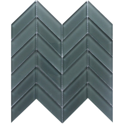 Emser Edge 12" x 12" Glossy Chevron Glass Mosaic, Gray, 11.97" x 12.13"