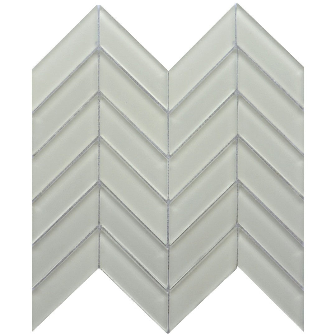 Emser Edge 12" x 12" Glossy Chevron Glass Mosaic, White, 11.97" x 12.13"
