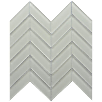 Emser Edge 12" x 12" Glossy Chevron Glass Mosaic, White, 11.97" x 12.13"