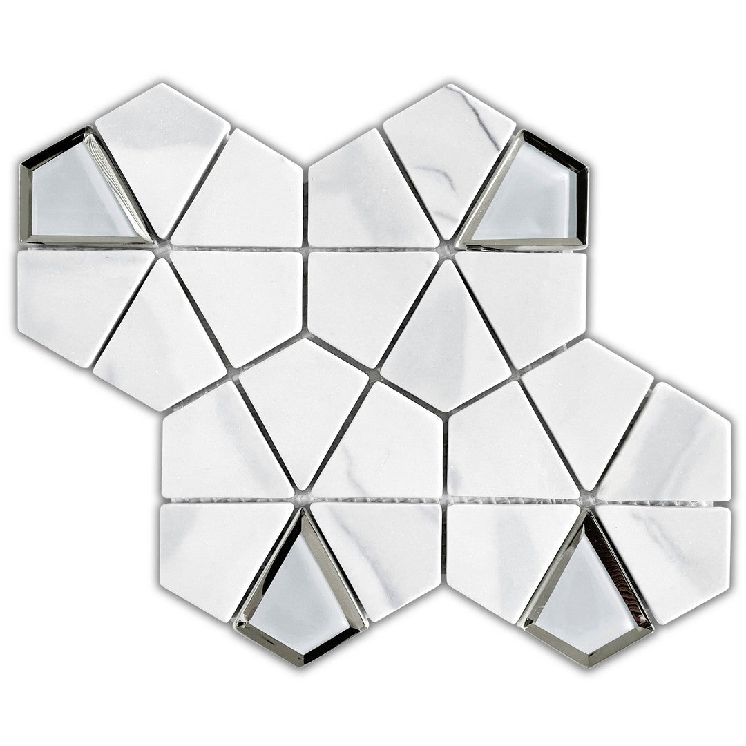 Emser L'Amour 9" x 11" Kaleidoscope Glass Mosaic, White, 9.17" x 10.59"