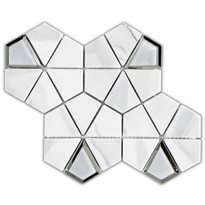Emser L'Amour 9" x 11" Kaleidoscope Glass Mosaic, White, 9.17" x 10.59"
