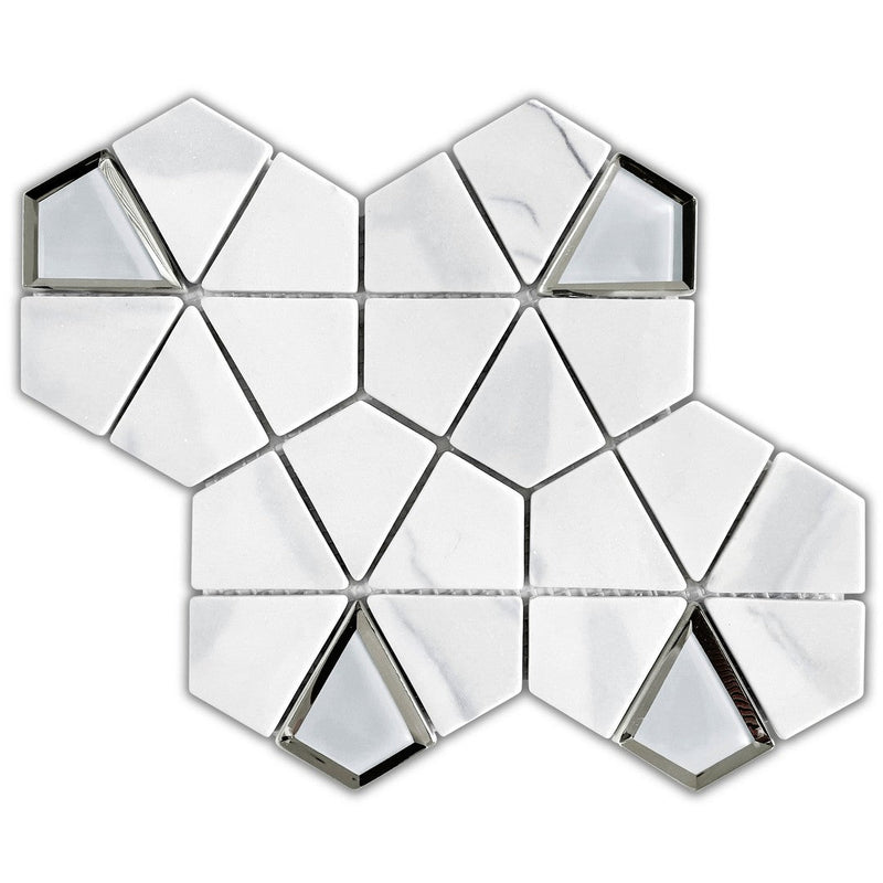 Emser L'Amour 9" x 11" Kaleidoscope Glass Mosaic, White, 9.17" x 10.59"