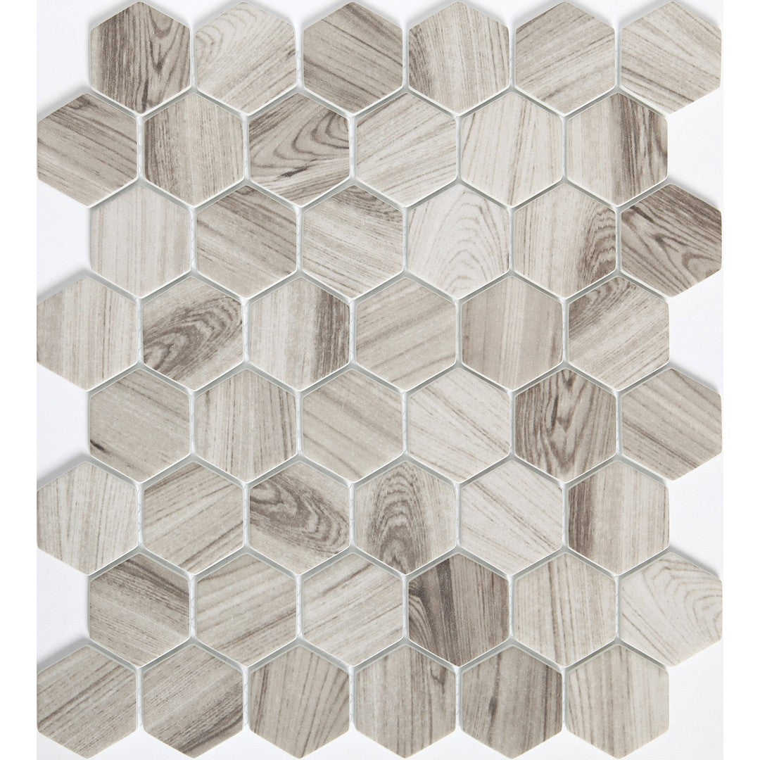 Emser Echo 12" x 14" Matte 2" Hexagon Mix Glass Mosaic, Gray, 11.81" x 13.57"