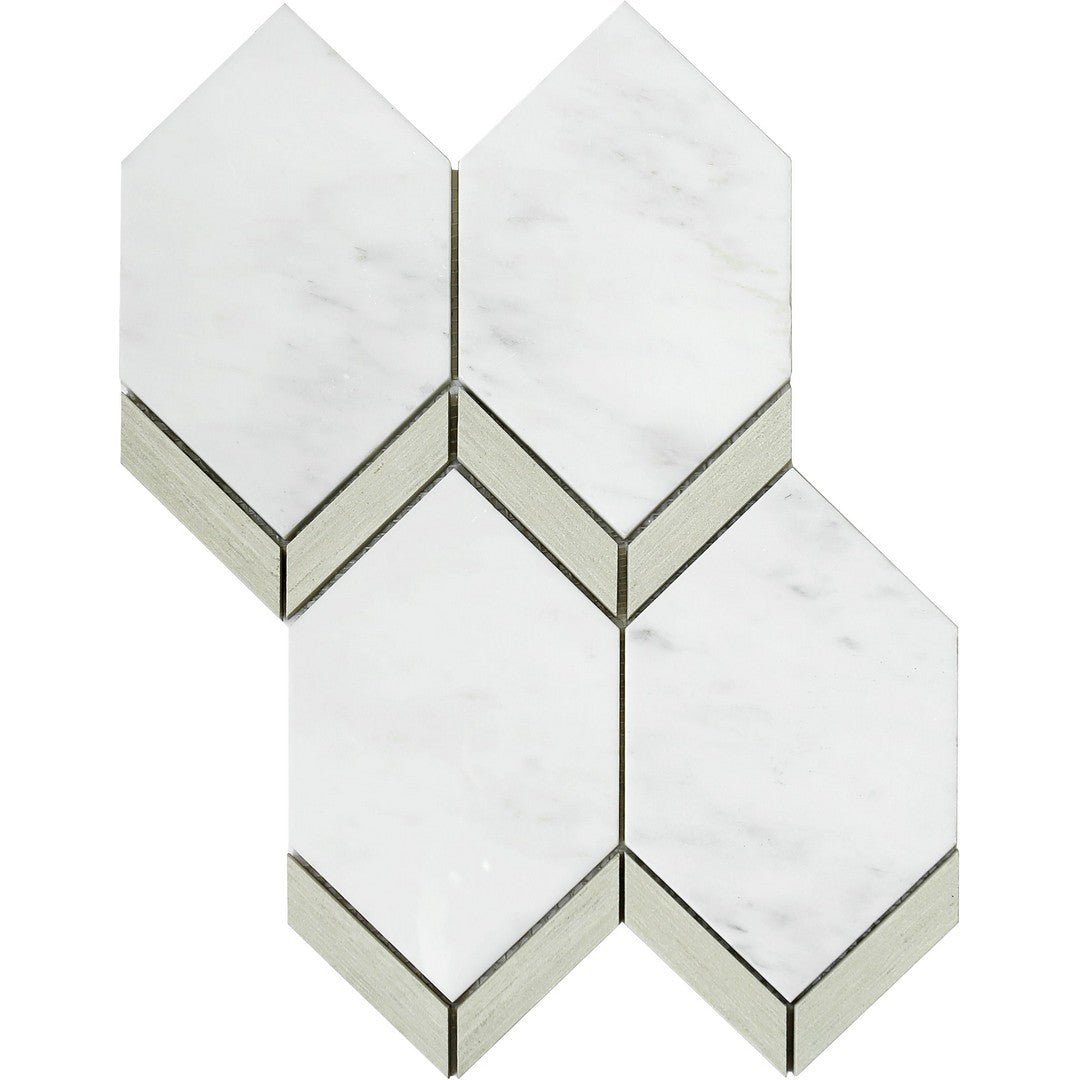 Emser Intrigue 11" x 15" Rectified Polished Picket Stone & Glass Mosaic, Picket Fawn, 10.59" x 15.04"