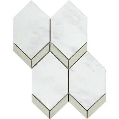 Emser Intrigue 11" x 15" Rectified Polished Picket Stone & Glass Mosaic, Picket Fawn, 10.59" x 15.04"