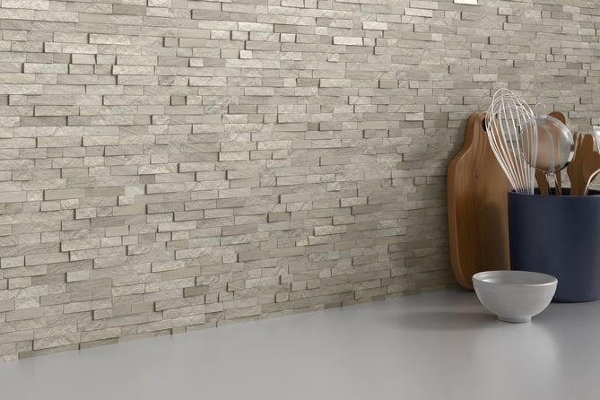 Emser Feature 12" x 18" Splitface Groutless Stone Mosaic, Multi, 12.01" x 17.99"