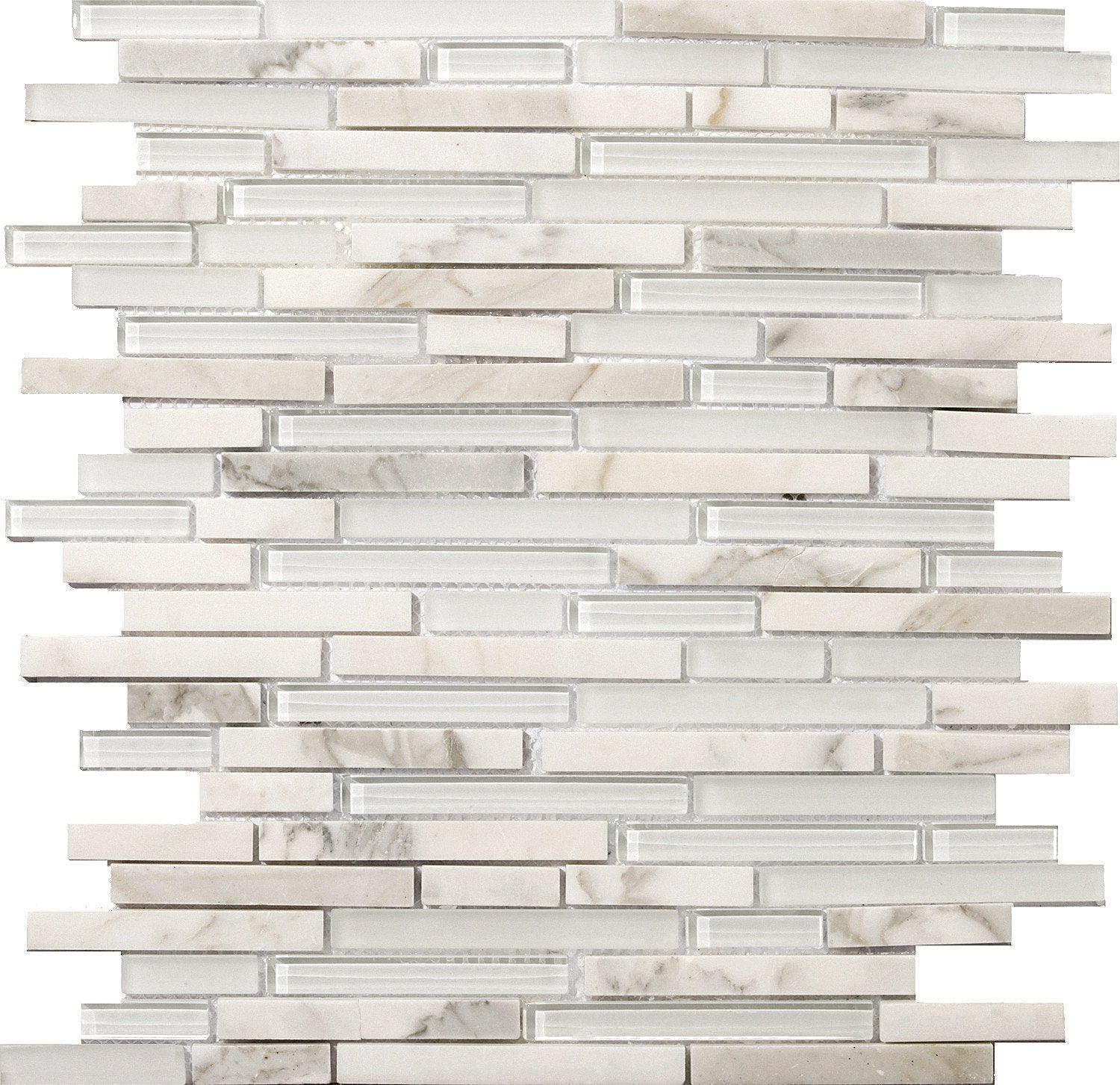 Emser Lucente 12" x 13" Linear Stone & Glass Mosaic, Servolo Linear, 11.8" x 12.7"