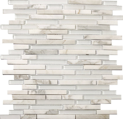 Emser Lucente 12" x 13" Linear Stone & Glass Mosaic, Servolo Linear, 11.8" x 12.7"
