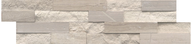 Emser Structure 6" x 24" Splitface Limestone 3D Ledger, Cream, 6" x 24"