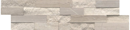 Emser Structure 6" x 24" Splitface Limestone 3D Ledger, Cream, 6" x 24"