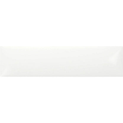 Happy Floors Esenzia 3" x 12" Pressed Glossy Ceramic Pillow Wall Tile, White, 3" x 12"